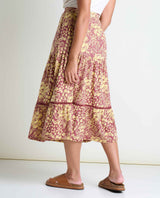Toad & Co Marigold Tiered Midi Skirt - Purple Agate Garden Print