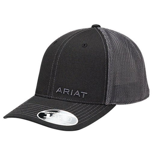 Ariat Offset FlexFit Embroidered Logo Snapback Hat - Black Black /Grey
