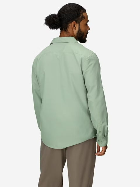 Marmot Mens AirExchange Long Sleeve Collared Shirt UPF 40 - Agate Green