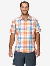 Marmot Mens AirExchange Novelty Short Sleeve Collared Shirt UPF 40 - Pomelo Wayland Plaid