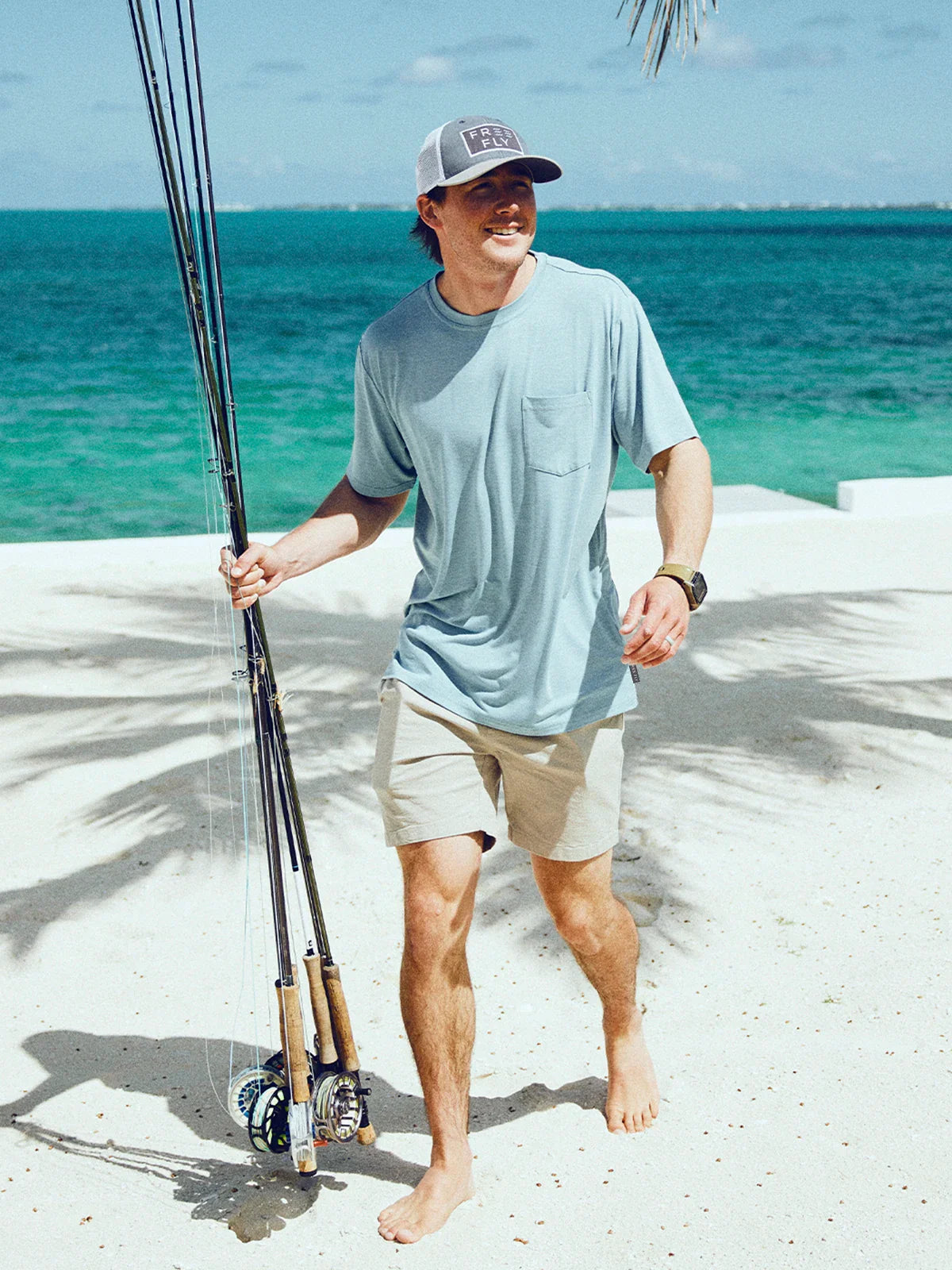 Free Fly Apparel Mens Bamboo Flex Pocket Tee - Heather Aspen Grey