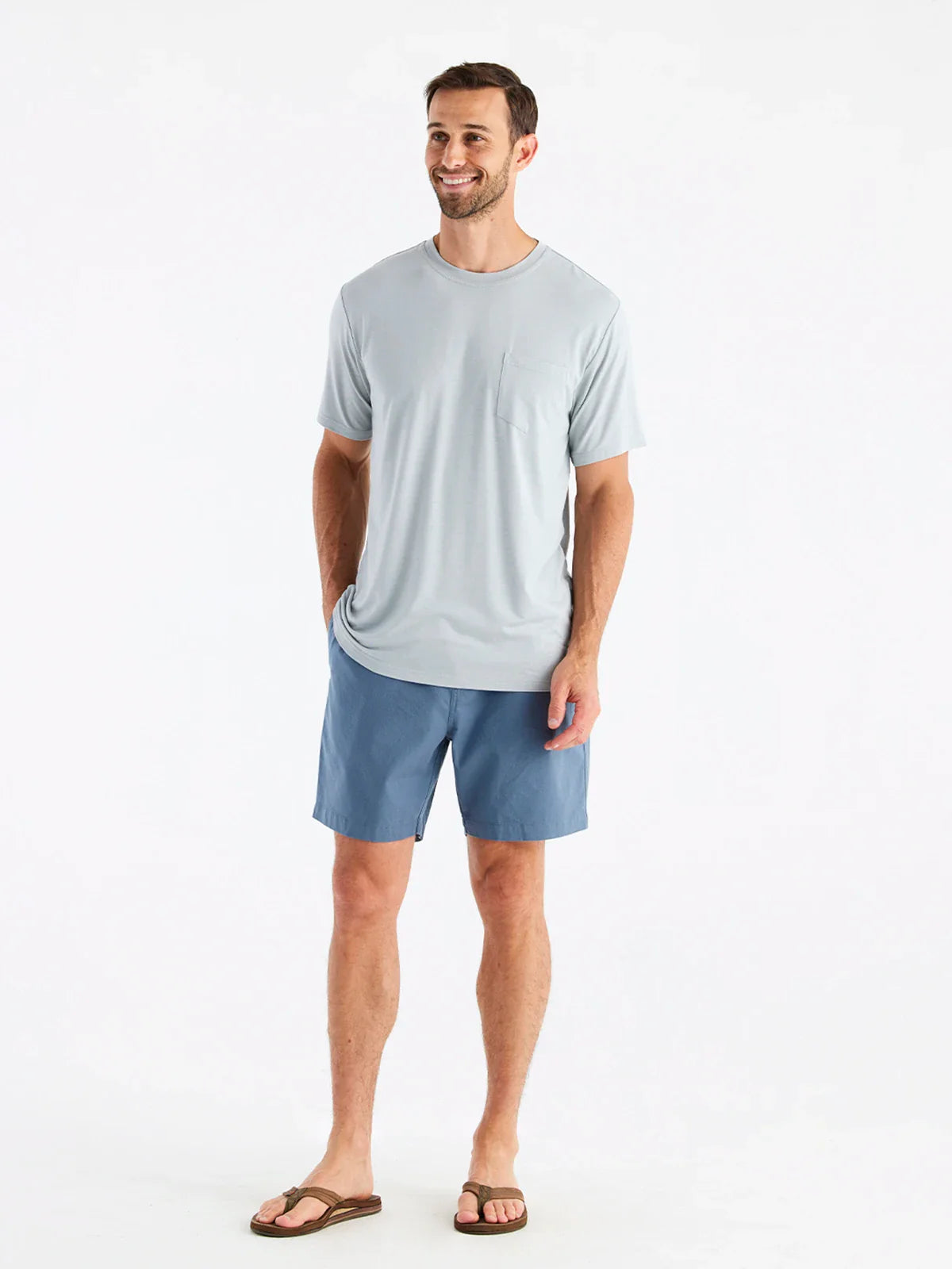 Free Fly Apparel Mens Bamboo Flex Pocket Tee - Heather Aspen Grey