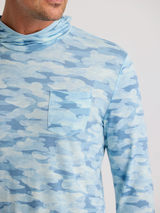 Free Fly Apparel Mens Bamboo Lightweight Hoodie - Seasmoke Camo / Surf Blue
