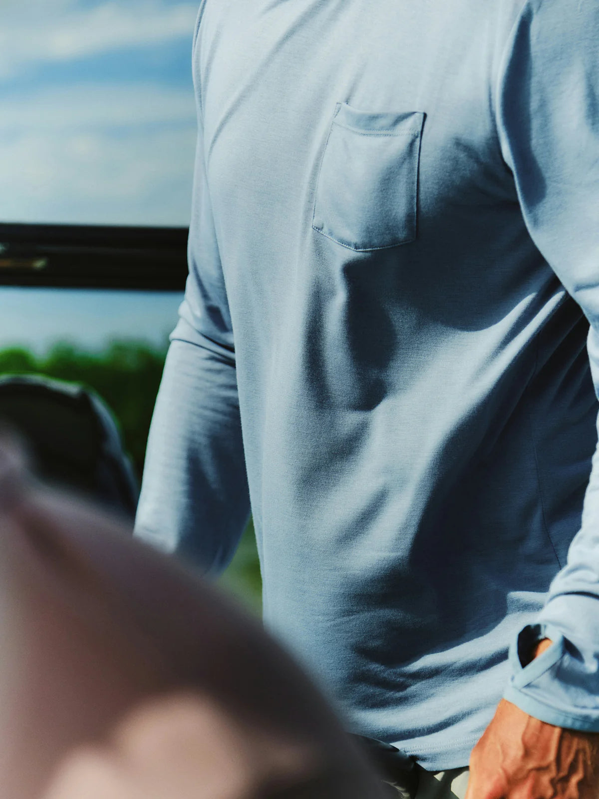 Free Fly Apparel Mens Bamboo Lightweight Hoodie - Seasmoke Camo / Surf Blue