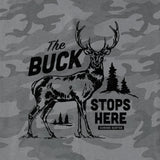 Life Is Good Mens Buck Stops Here Short Sleeve Allover Printed Short Sleeve Crusher Tee - Gray Camo