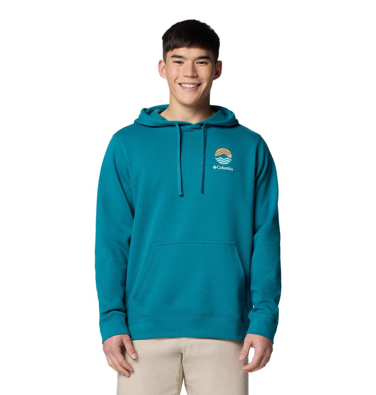 Mens Columbia Trek Graphic Hoodie - River Blue / Circular Linescape