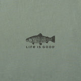 Life Is Good Mens Diversified Freshwater Catches Short Sleeve Crusher Tee - Moss Green