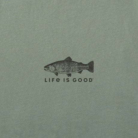 Life Is Good Mens Diversified Freshwater Catches Short Sleeve Crusher Tee - Moss Green