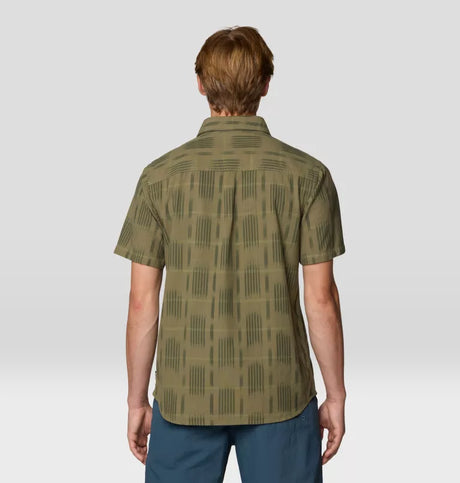 Mountain Hardwear Mens Grove Hide Out Short Sleeve Shirt - Mission Olive Ikat Jacquard