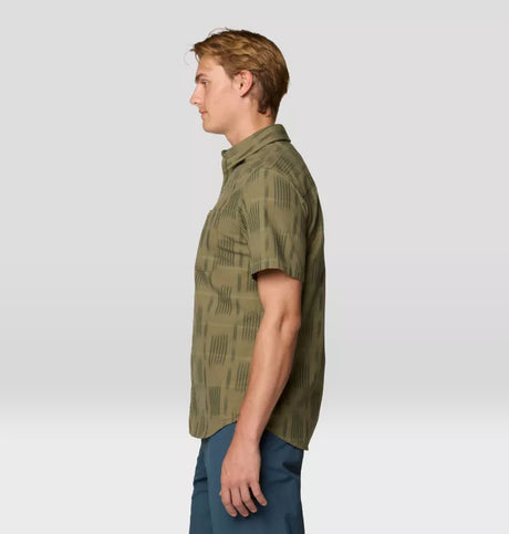 Mountain Hardwear Mens Grove Hide Out Short Sleeve Shirt - Mission Olive Ikat Jacquard