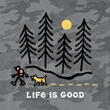 Life Is Good Mens Hiking Through The Woods Short Sleeve Allover Printed Short Sleeve Crusher Tee - Gray Camo
