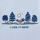 Life Is Good Mens I Like It Here Hammock Vista Short Sleeve Crusher-LITE Tee - Glacier Blue