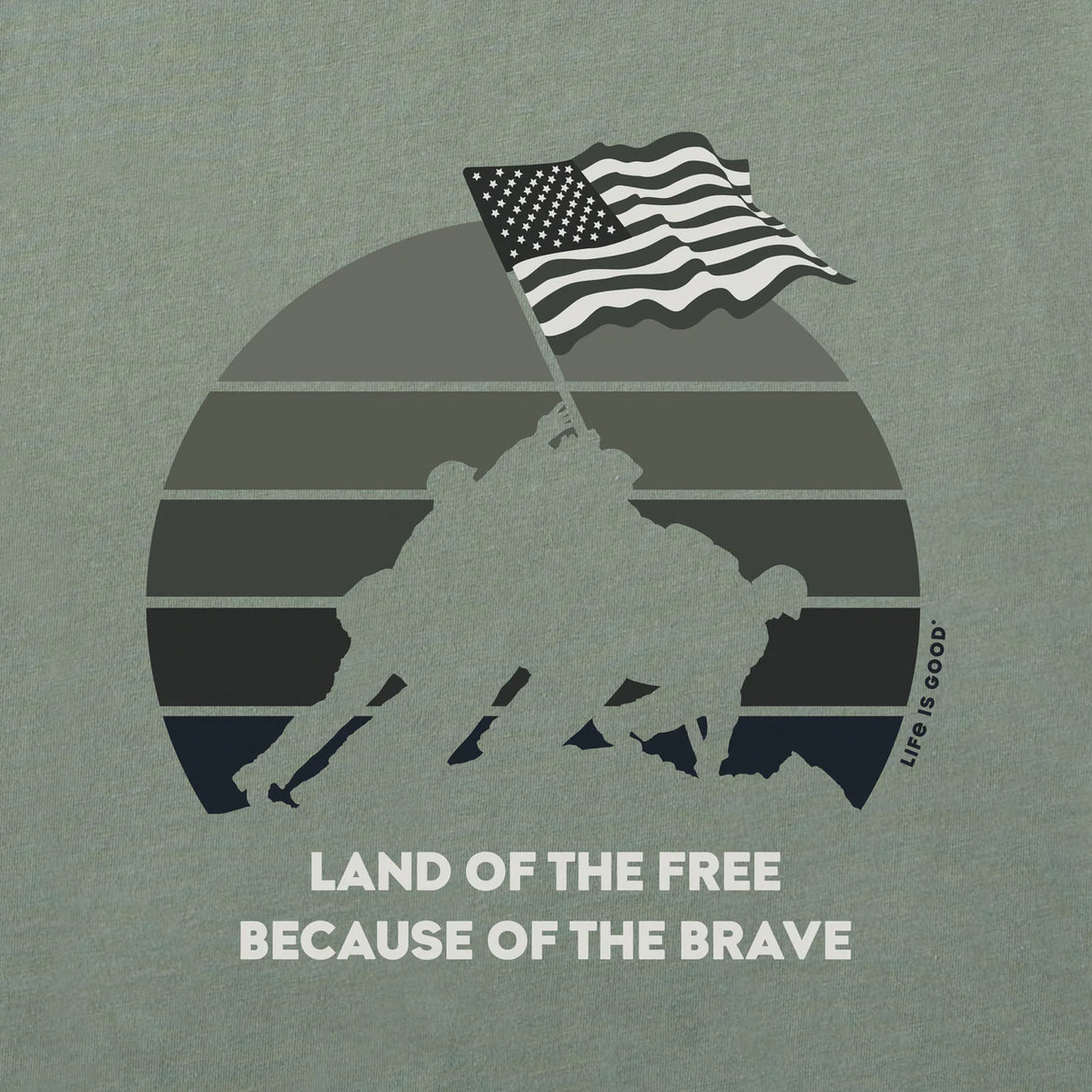 Life Is Good Mens Iwo Jima Short Sleeve Crusher Tee - Moss Green