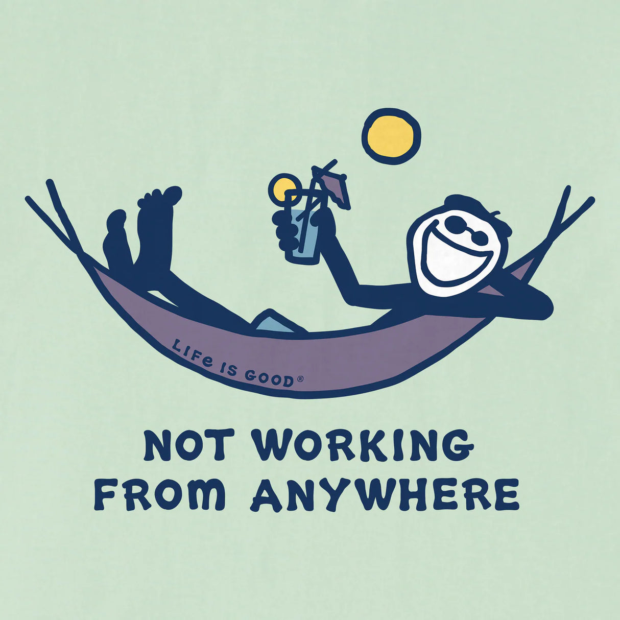 Life Is Good Mens Jake Not Working Hammock Short Sleeve Crusher Tee - Sage Green