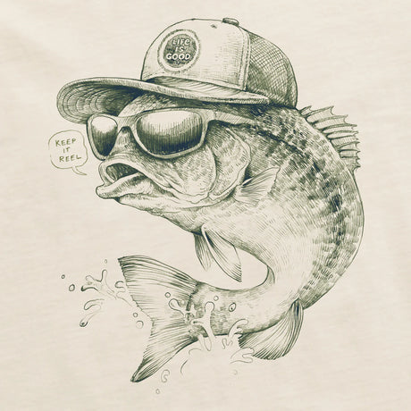 Life Is Good Mens Keep It Reel Short Sleeve Crusher Tee - Putty White