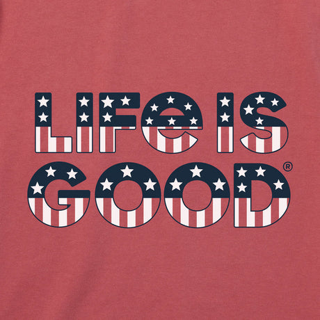 Mens Life Is Good USA Short Sleeve Crusher-LITE Tee - Faded Red