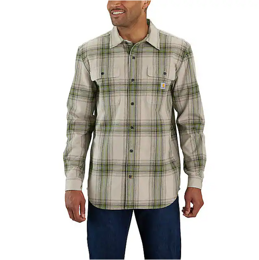 Carhartt Men's Loose Fit Heavyweight Flannel Long-sleeve Plaid Shirt Chive / REG