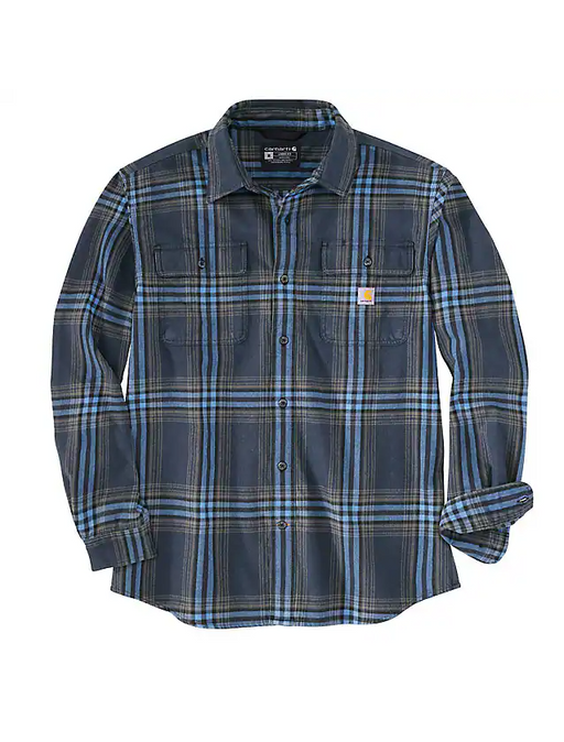 Carhartt Men's Loose Fit Heavyweight Flannel Long-sleeve Plaid Shirt Navy / REG