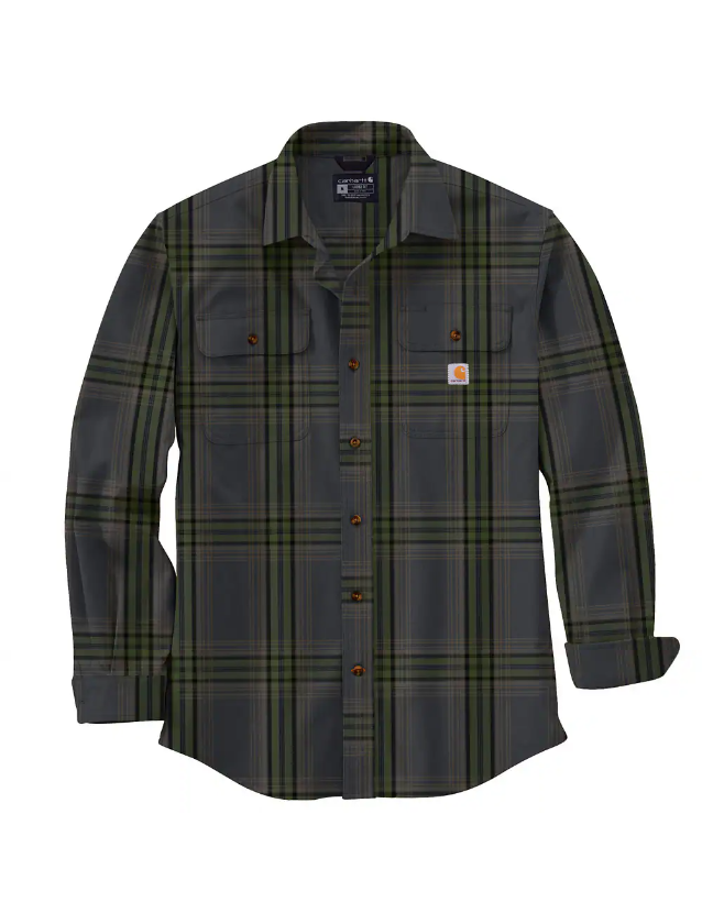 Carhartt Men's Loose Fit Heavyweight Flannel Long-sleeve Plaid Shirt hadow / REG / S