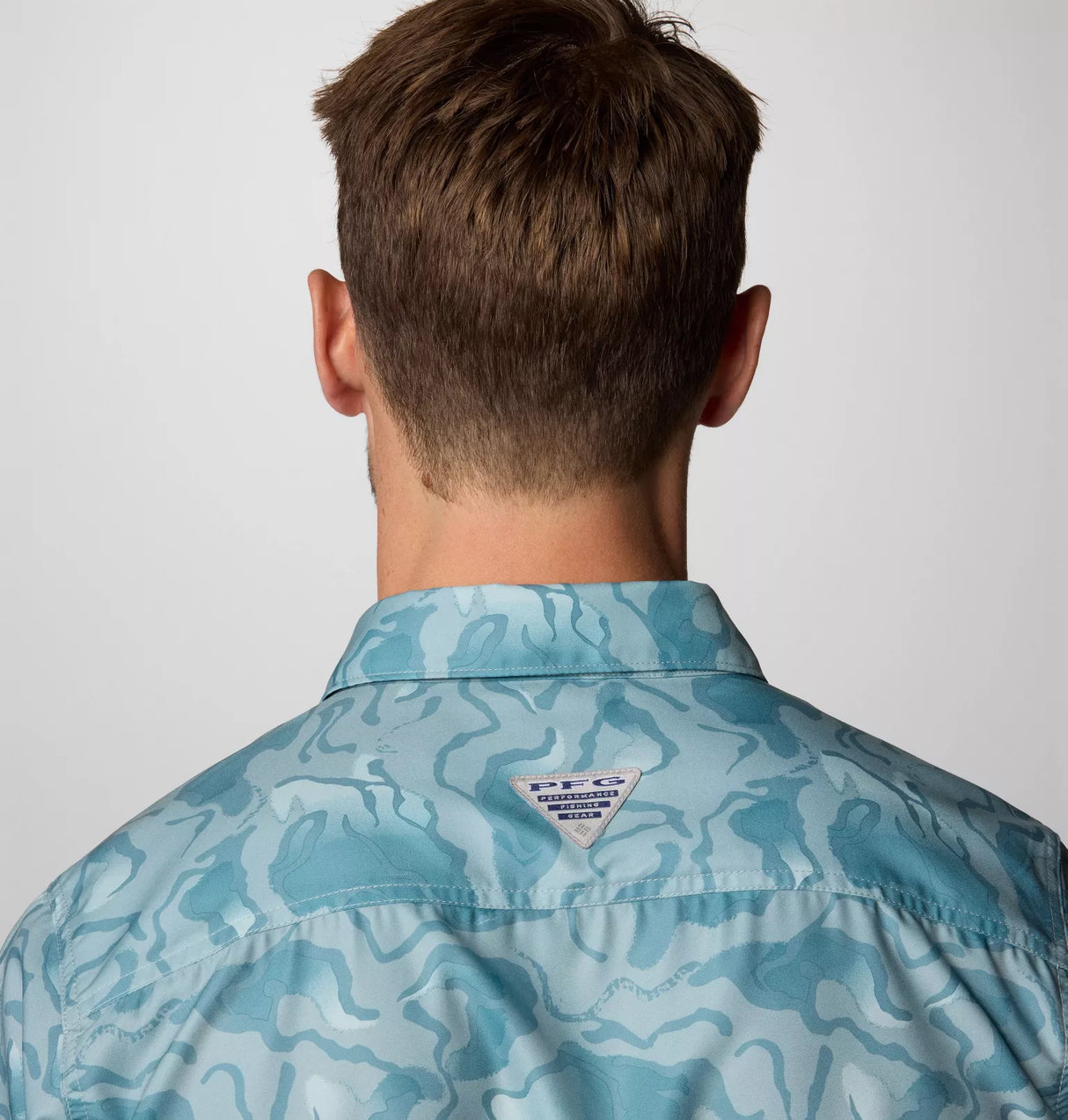 Columbia Mens PFG Uncharted Printed Short Sleeve Shirt - Crushed Blue Swamplands