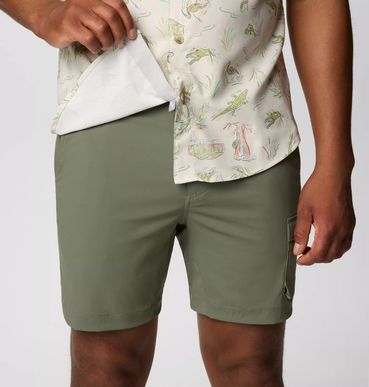 Columbia Mens PFG Uncharted Printed Short Sleeve Shirt - Stone Everglades