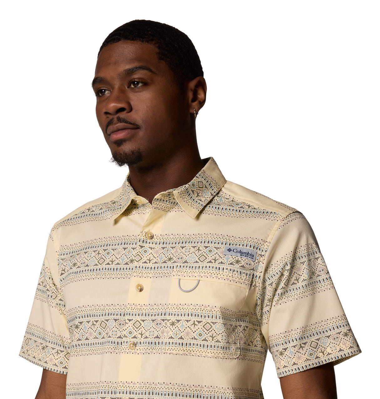 Columbia Mens PFG Wild Cast Camp Shirt - Lemon Wash Traveler