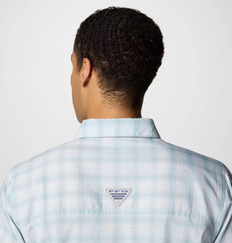 Columbia Mens PFG Wild Cast Performance Yarn Dye Long Sleeve Shirt - Crushed Blue Multi Mod Ombre