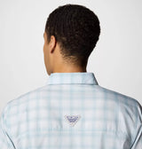 Columbia Mens PFG Wild Cast Performance Yarn Dye Long Sleeve Shirt - Crushed Blue Multi Mod Ombre