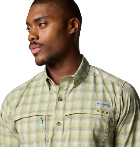 Columbia Mens PFG Wild Cast Performance Yarn Dye Long Sleeve Shirt - Pear Multi Mod Ombre