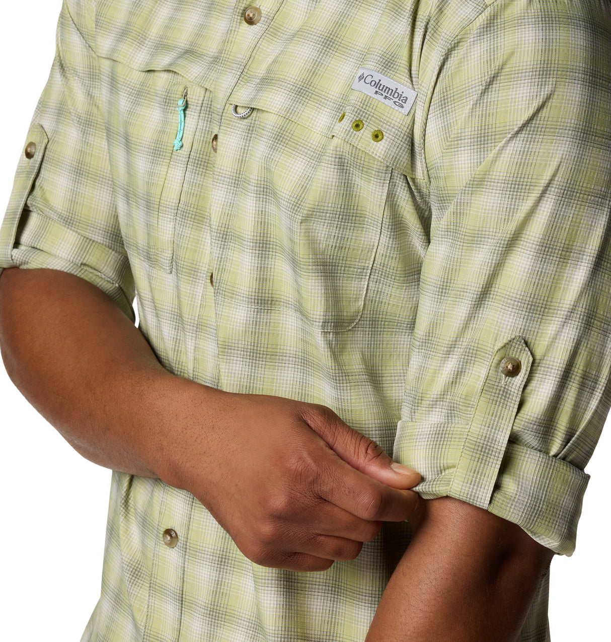 Columbia Mens PFG Wild Cast Performance Yarn Dye Long Sleeve Shirt - Pear Multi Mod Ombre