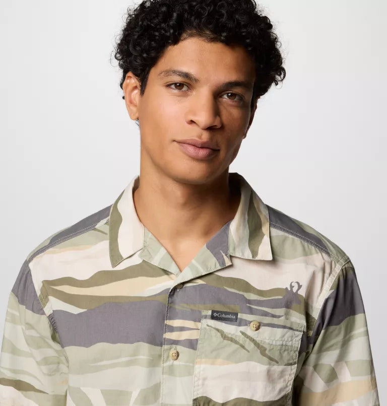 Columbia Mens Pine Canyon Short Sleeve Shirt - Safari Rouge Valley