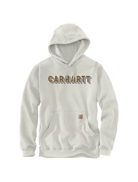 Carhartt Men's Rain Defender Loose Fit Midweight Front Logo Graphic Hoodie Malt / REG