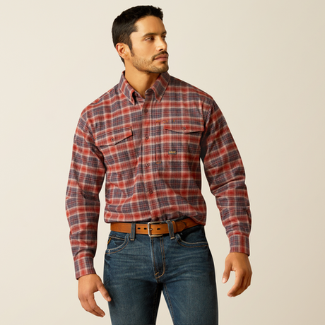 Ariat Men's Rebar Flannel DuraStretch Work Shirt - Burnt Henna