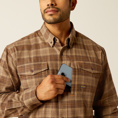 Ariat Men's Rebar Flannel DuraStretch Work Shirt - Chocolate Chip