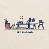 Life Is Good Mens Rocket & Jake Woodwork Vista Short Sleeve Crusher Tee - Putty White
