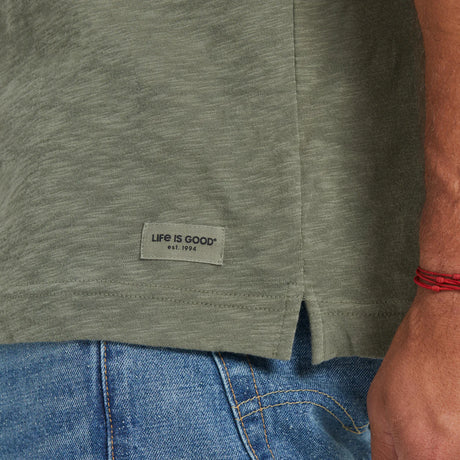 Life Is Good Mens Rural Linework Landscape Slim Fit Slub Tee - Moss Green