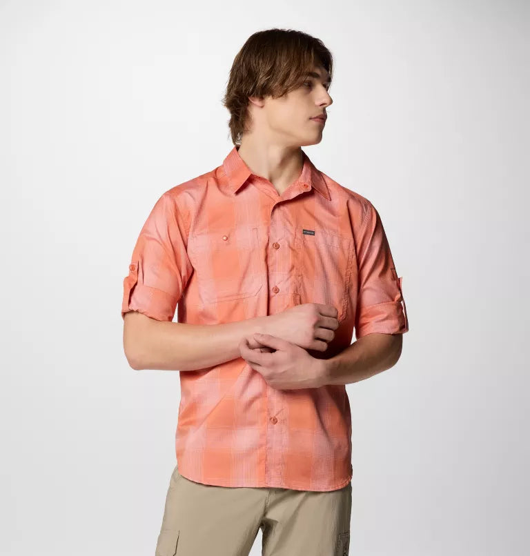 Columbia Mens Silver Ridge Utility Lite Plaid Long Sleeve Shirt - Tuscan Large Blur Check