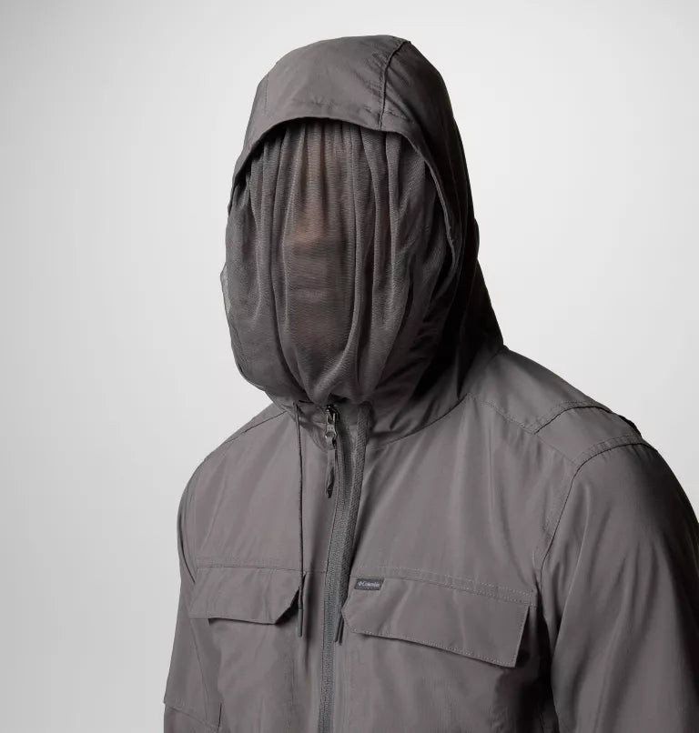 Columbia Mens Skien Valley Hooded Long Sleeve Shirt - City Grey