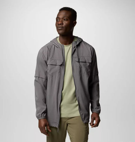 Columbia Mens Skien Valley Hooded Long Sleeve Shirt - City Grey