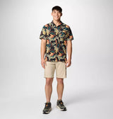 Columbia Mens Tech Trail Utility Printed Woven Short Sleeve Shirt - Black Pasteled