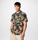 Columbia Mens Tech Trail Utility Printed Woven Short Sleeve Shirt - Black Pasteled