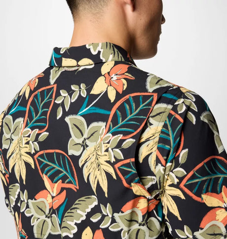 Columbia Mens Tech Trail Utility Printed Woven Short Sleeve Shirt - Black Pasteled