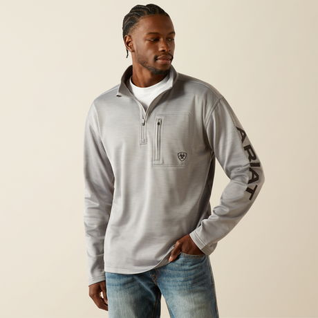 Ariat Men's Tek Team 1/4 Zip Sweatshirt - Alloy Heather & Black