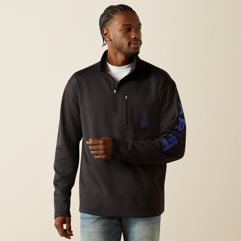 Ariat Men's Tek Team 1/4 Zip Sweatshirt - Black & Cobalt