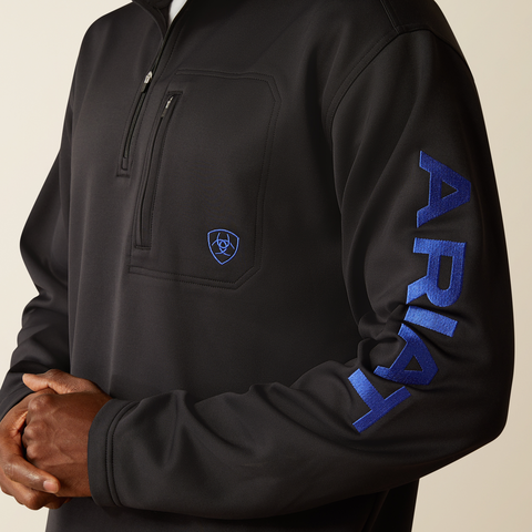 Ariat Men's Tek Team 1/4 Zip Sweatshirt - Black & Cobalt