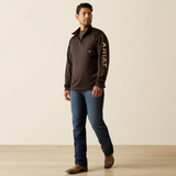 Ariat Men's Tek Team 1/4 Zip Sweatshirt - Brown Heather & Tan