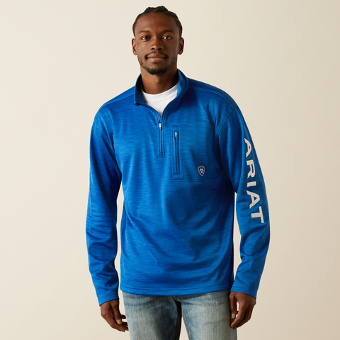 Ariat Men's Tek Team 1/4 Zip Sweatshirt - Cobalt Heather & White