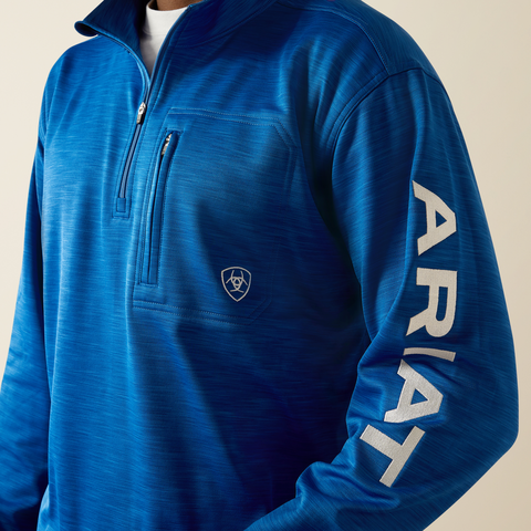 Ariat Men's Tek Team 1/4 Zip Sweatshirt - Cobalt Heather & White