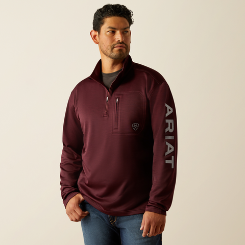 Ariat Men's Tek Team 1/4 Zip Sweatshirt - Malbec Heather & Alloy