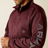 Ariat Men's Tek Team 1/4 Zip Sweatshirt - Malbec Heather & Alloy